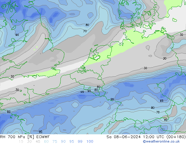 RH 700 hPa ECMWF Sa 08.06.2024 12 UTC