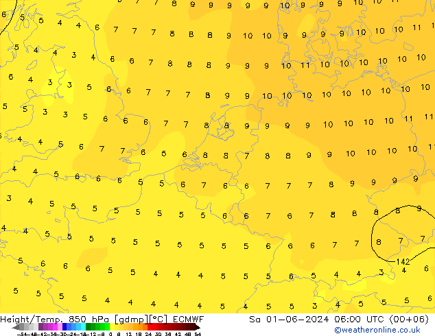 Z500/Rain (+SLP)/Z850 ECMWF sab 01.06.2024 06 UTC