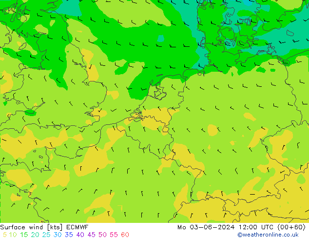 Surface wind ECMWF Mo 03.06.2024 12 UTC