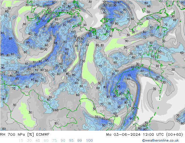 RH 700 hPa ECMWF Mo 03.06.2024 12 UTC