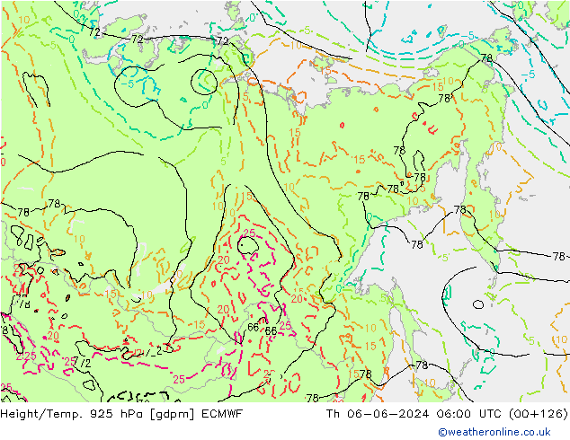 Height/Temp. 925 hPa ECMWF Th 06.06.2024 06 UTC
