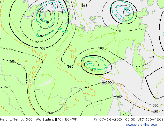 Z500/Regen(+SLP)/Z850 ECMWF vr 07.06.2024 06 UTC