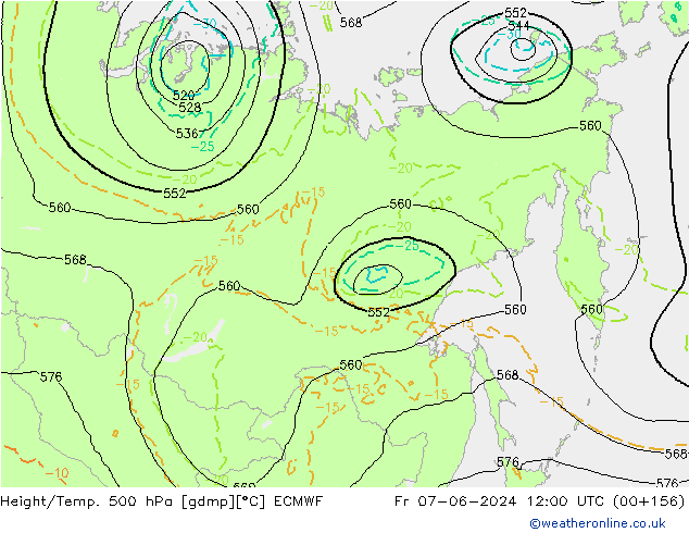 Z500/Yağmur (+YB)/Z850 ECMWF Cu 07.06.2024 12 UTC