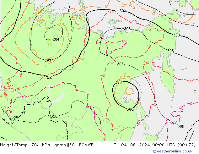 Hoogte/Temp. 700 hPa ECMWF di 04.06.2024 00 UTC