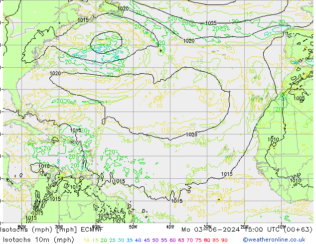 Isotachs (mph) ECMWF lun 03.06.2024 15 UTC