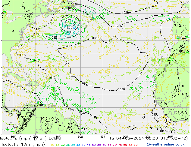 Isotachs (mph) ECMWF mar 04.06.2024 00 UTC