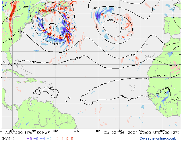T-Adv. 500 hPa ECMWF Su 02.06.2024 03 UTC