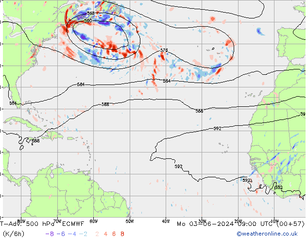 T-Adv. 500 hPa ECMWF Po 03.06.2024 09 UTC