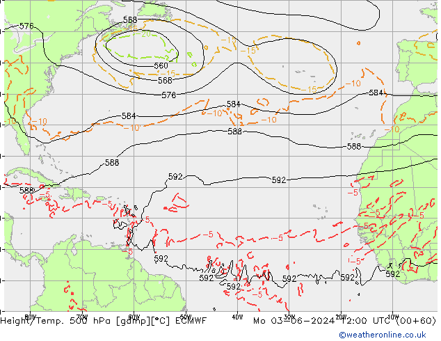 Z500/Rain (+SLP)/Z850 ECMWF lun 03.06.2024 12 UTC