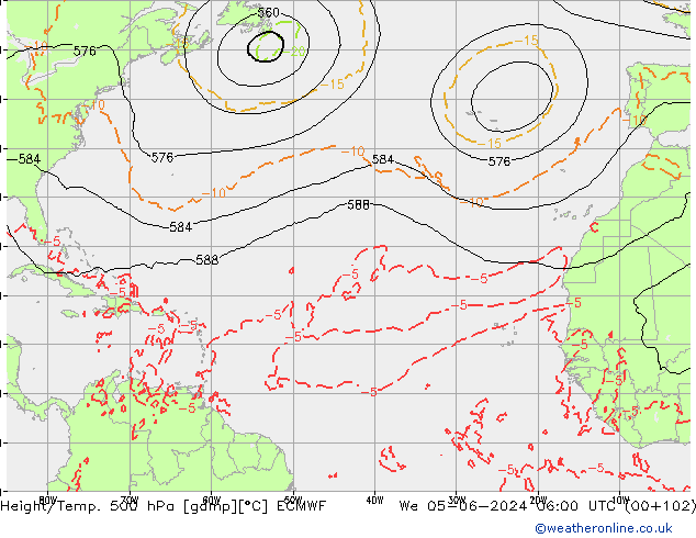 Geop./Temp. 500 hPa ECMWF mié 05.06.2024 06 UTC