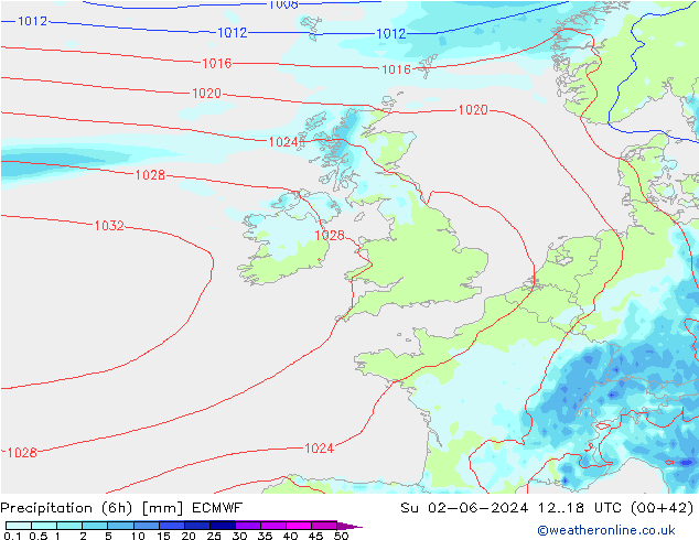 Z500/Regen(+SLP)/Z850 ECMWF zo 02.06.2024 18 UTC