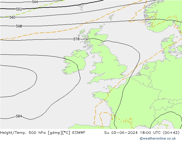 Z500/Regen(+SLP)/Z850 ECMWF zo 02.06.2024 18 UTC