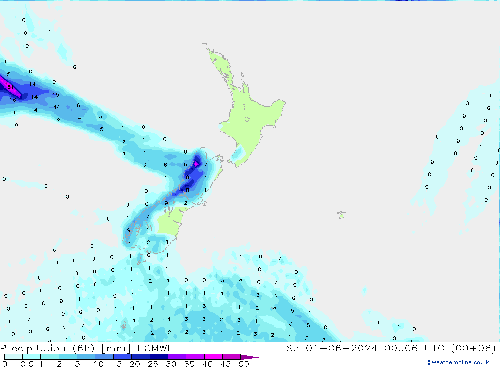 Prec 6h/Wind 10m/950 ECMWF Sa 01.06.2024 06 UTC