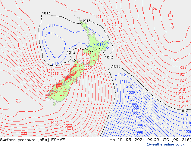 Surface pressure ECMWF Mo 10.06.2024 00 UTC