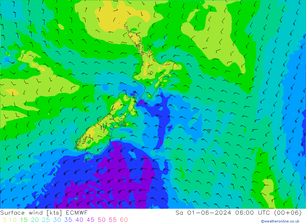 Prec 6h/Wind 10m/950 ECMWF Sa 01.06.2024 06 UTC