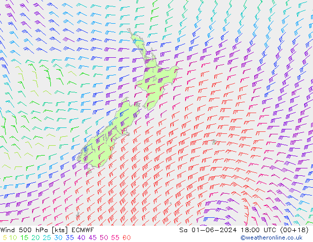 Wind 500 hPa ECMWF Sa 01.06.2024 18 UTC