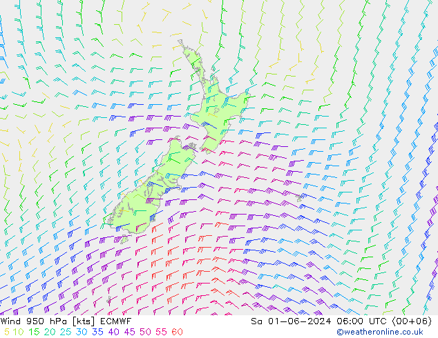 Prec 6h/Wind 10m/950 ECMWF Sa 01.06.2024 06 UTC