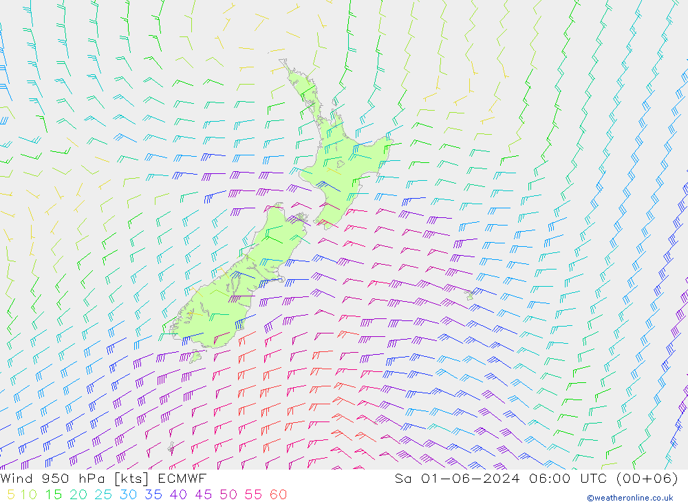 Prec 6h/Wind 10m/950 ECMWF Sa 01.06.2024 06 UTC