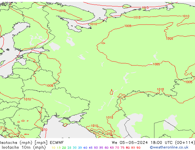 Isotachs (mph) ECMWF We 05.06.2024 18 UTC