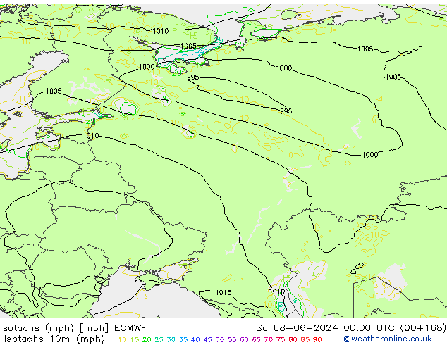 Isotachs (mph) ECMWF Sa 08.06.2024 00 UTC
