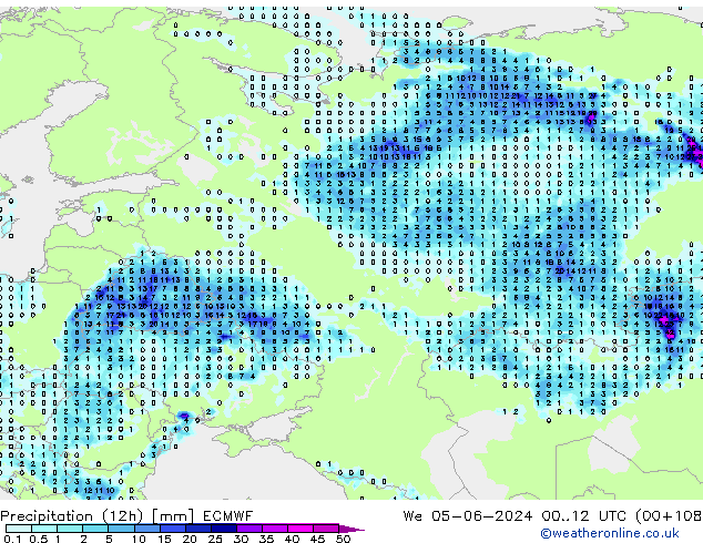 Precipitation (12h) ECMWF St 05.06.2024 12 UTC