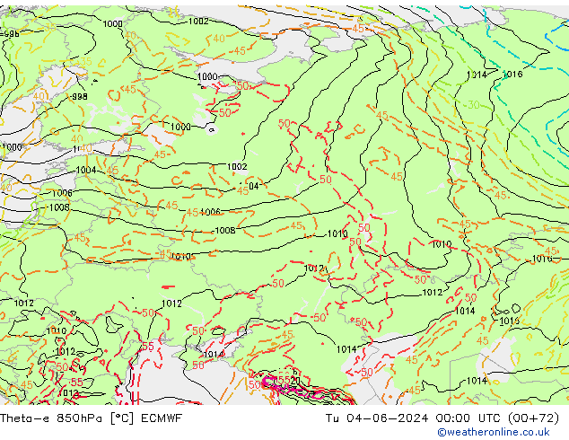 Theta-e 850hPa ECMWF mar 04.06.2024 00 UTC