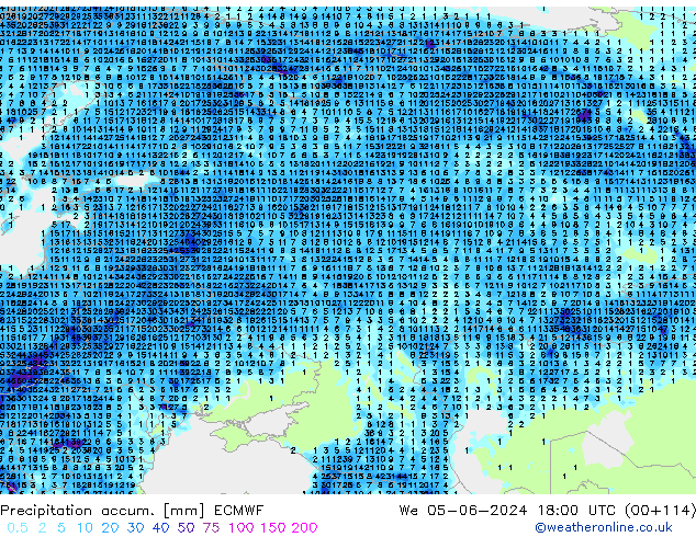 Precipitation accum. ECMWF  05.06.2024 18 UTC