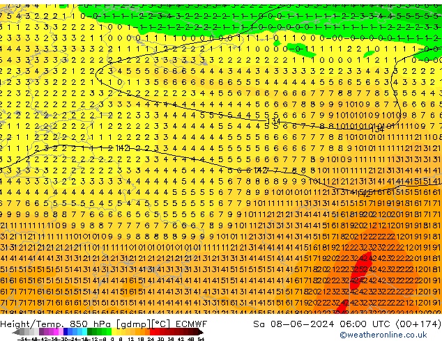 Z500/Rain (+SLP)/Z850 ECMWF сб 08.06.2024 06 UTC