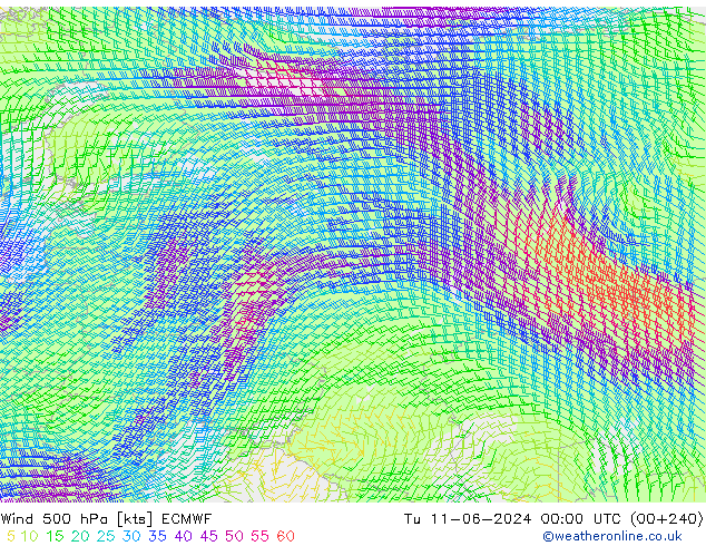 Viento 500 hPa ECMWF mar 11.06.2024 00 UTC