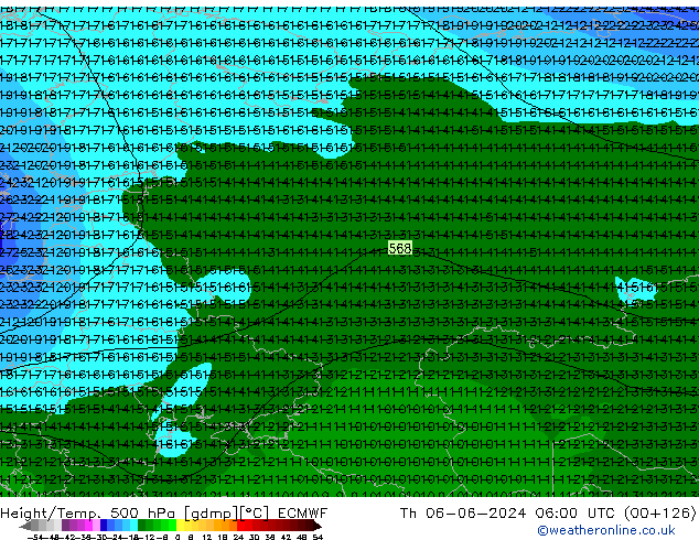 Z500/Rain (+SLP)/Z850 ECMWF Th 06.06.2024 06 UTC