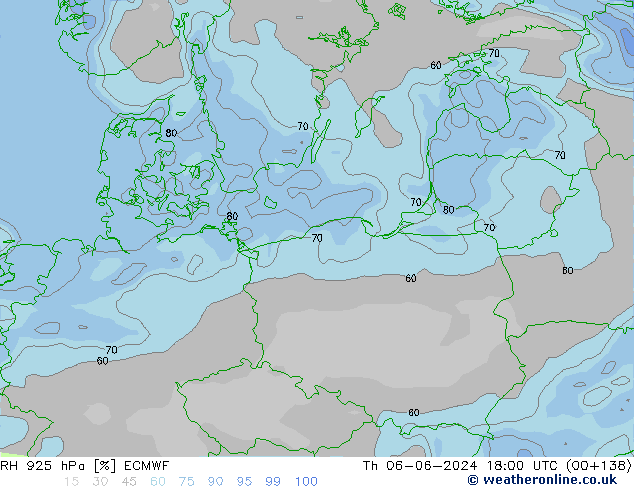 Humedad rel. 925hPa ECMWF jue 06.06.2024 18 UTC