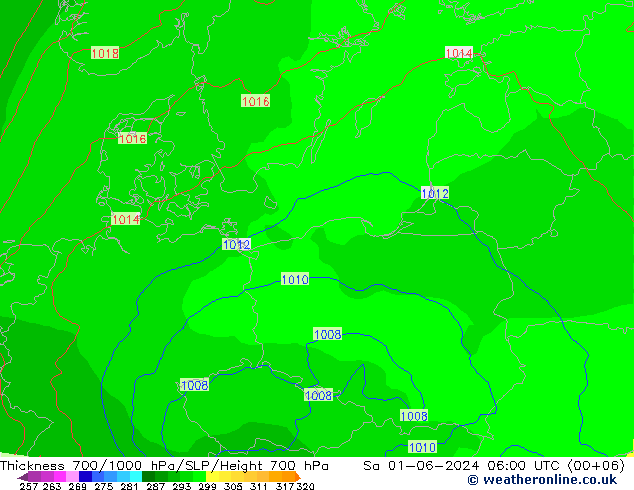 Thck 700-1000 hPa ECMWF Sa 01.06.2024 06 UTC