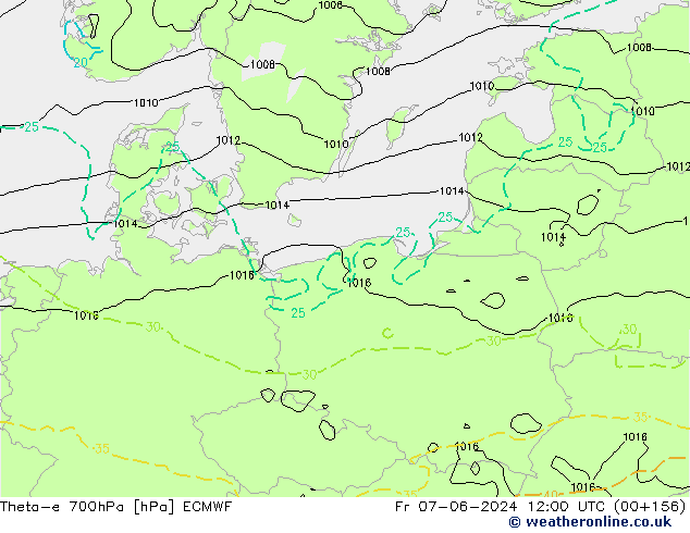 Theta-e 700hPa ECMWF ven 07.06.2024 12 UTC