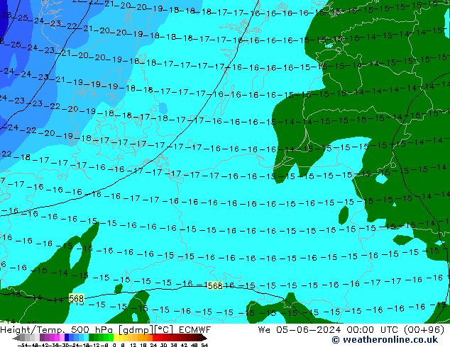 Z500/Rain (+SLP)/Z850 ECMWF St 05.06.2024 00 UTC