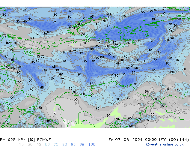 RH 925 hPa ECMWF Fr 07.06.2024 00 UTC