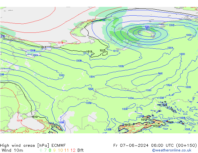 High wind areas ECMWF ven 07.06.2024 06 UTC