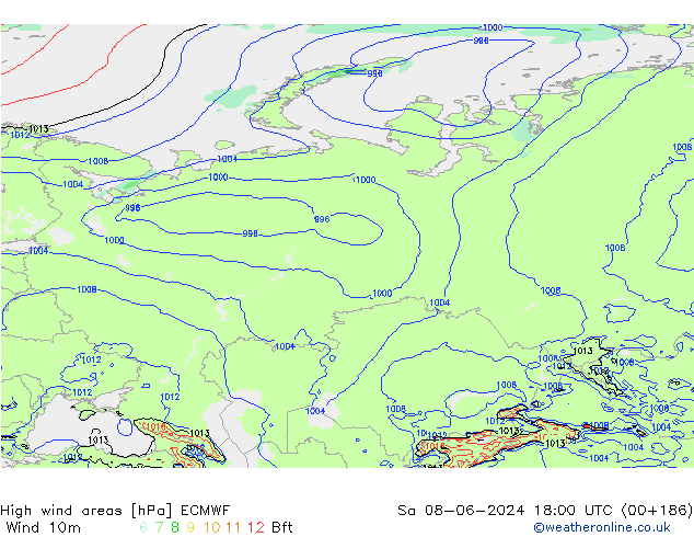 Windvelden ECMWF za 08.06.2024 18 UTC