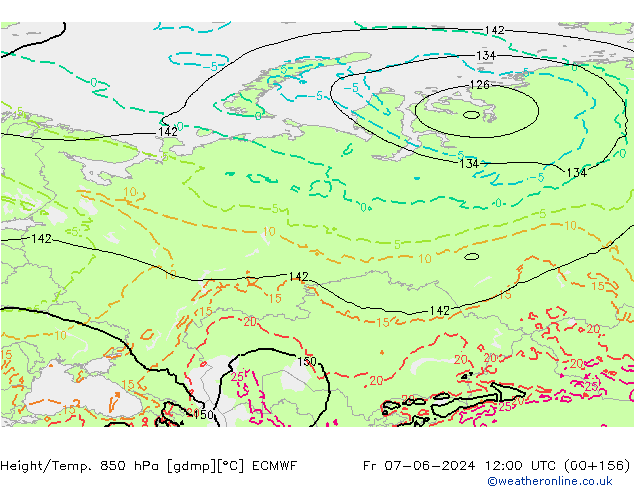 Height/Temp. 850 hPa ECMWF Sex 07.06.2024 12 UTC