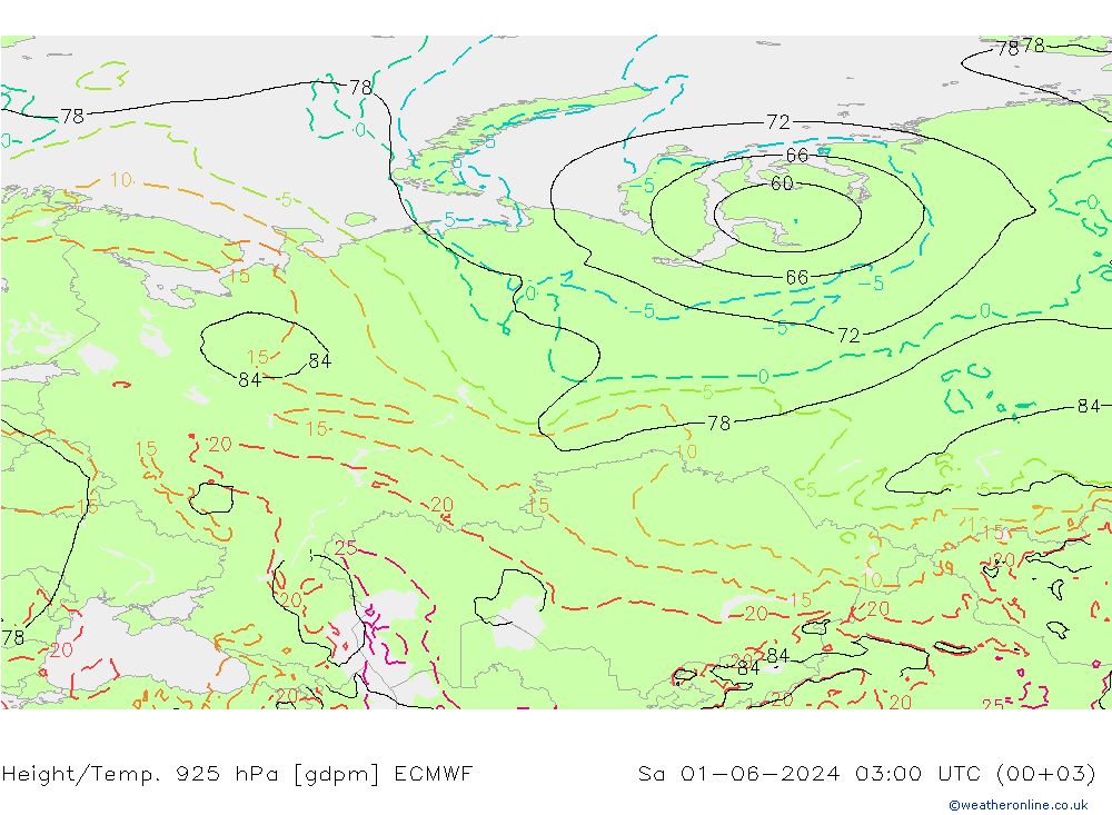 Height/Temp. 925 hPa ECMWF So 01.06.2024 03 UTC