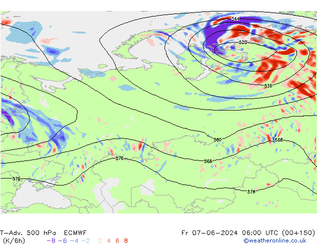 T-Adv. 500 hPa ECMWF Cu 07.06.2024 06 UTC