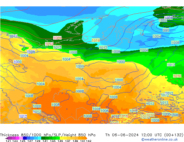 Schichtdicke 850-1000 hPa ECMWF Do 06.06.2024 12 UTC