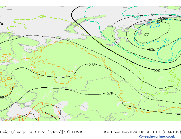 Height/Temp. 500 hPa ECMWF We 05.06.2024 06 UTC