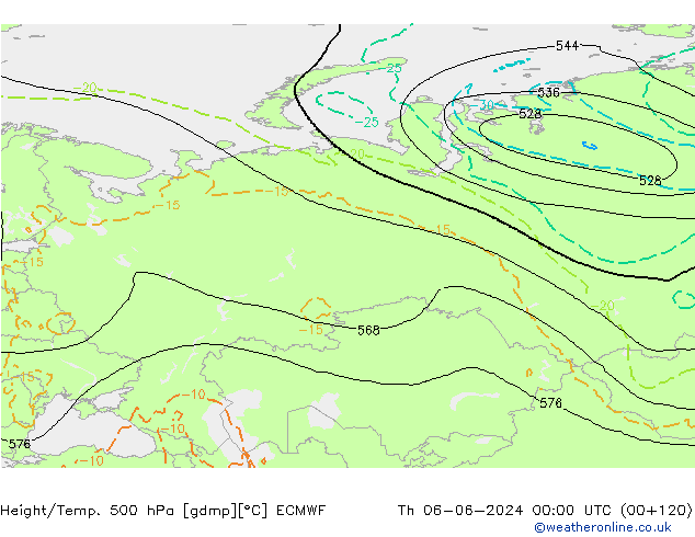 Z500/Rain (+SLP)/Z850 ECMWF Th 06.06.2024 00 UTC