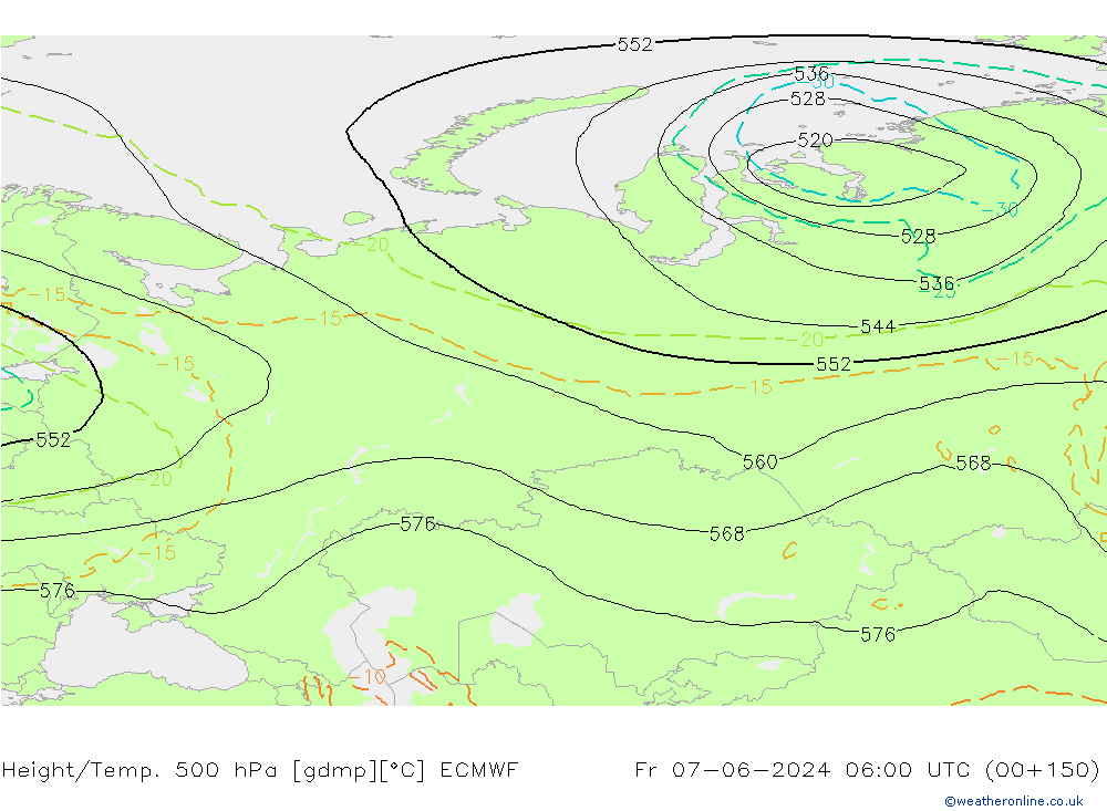 Height/Temp. 500 hPa ECMWF Fr 07.06.2024 06 UTC