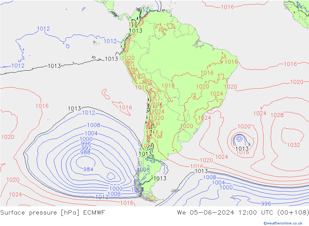 ciśnienie ECMWF śro. 05.06.2024 12 UTC