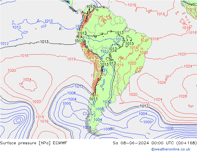 приземное давление ECMWF сб 08.06.2024 00 UTC