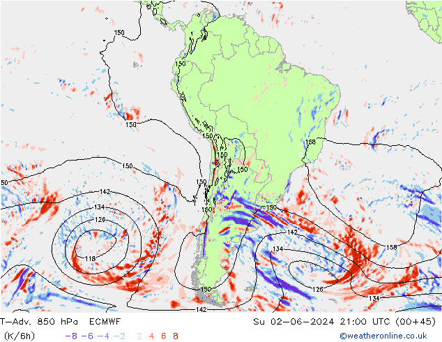 T-Adv. 850 hPa ECMWF zo 02.06.2024 21 UTC