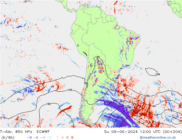 T-Adv. 850 hPa ECMWF dim 09.06.2024 12 UTC