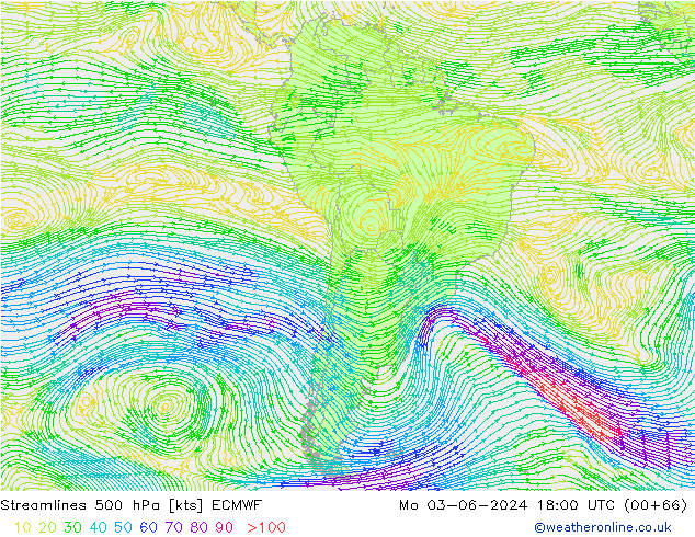 Streamlines 500 hPa ECMWF Po 03.06.2024 18 UTC