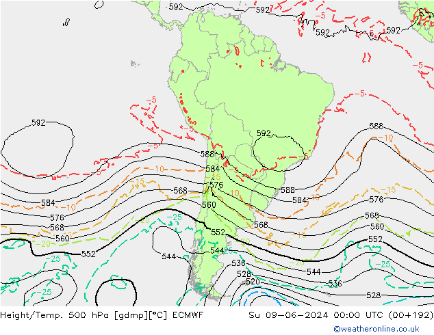 Z500/Rain (+SLP)/Z850 ECMWF Ne 09.06.2024 00 UTC